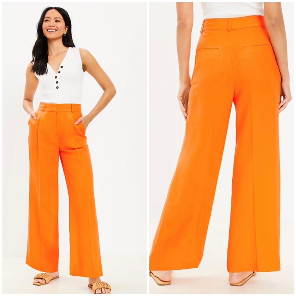 Loft linen pants orange Peyton Trouser Pants in Linen Blend 4 NWT
